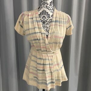 Moth Cream Striped Blouse